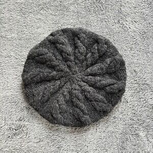 Nirvanna Designs Hand Knit Wool Beret Beanie Hat Cable Knit Chunky Nepal 19429‎